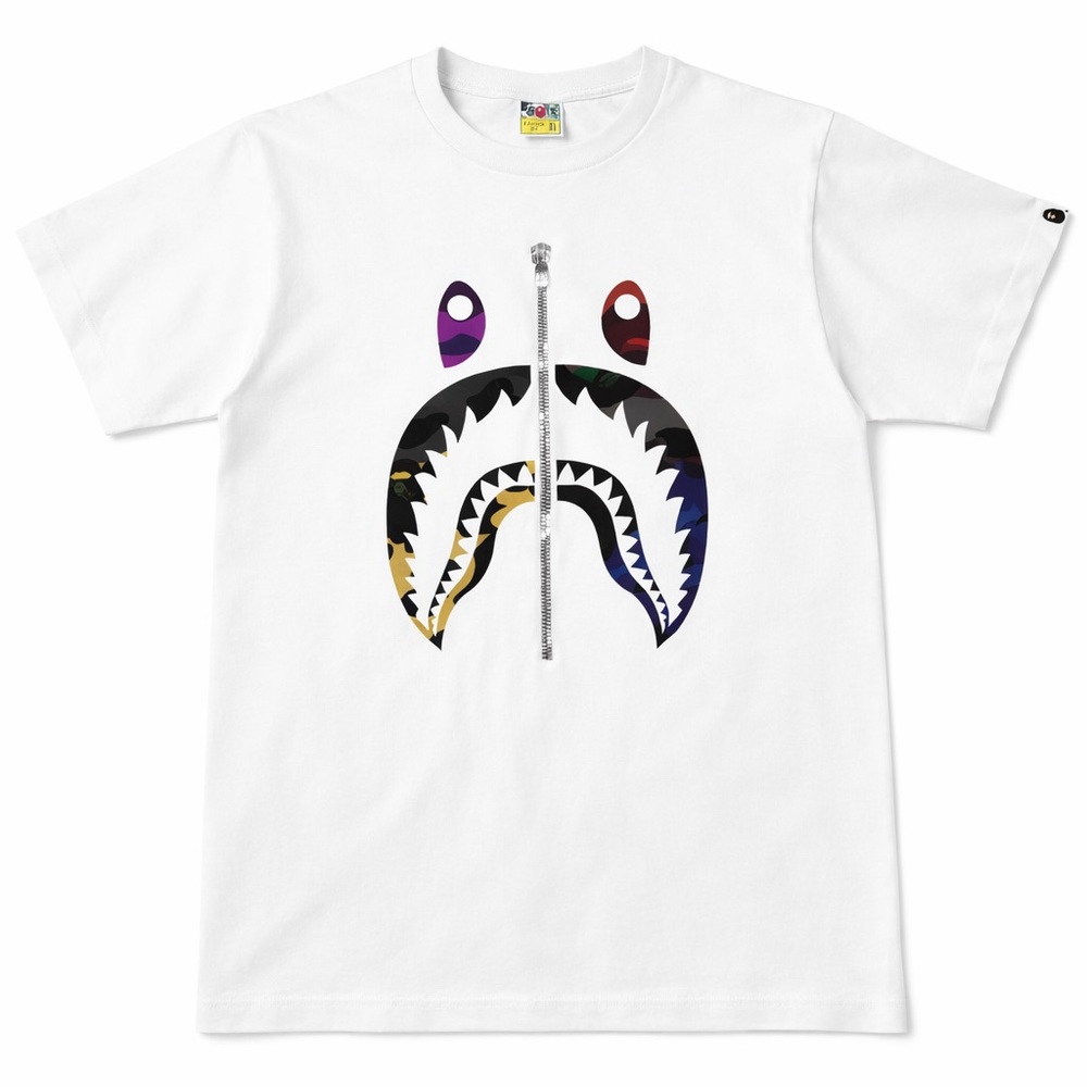 Bape Camo Shark White Graphic Shark T-Shirt Size XL